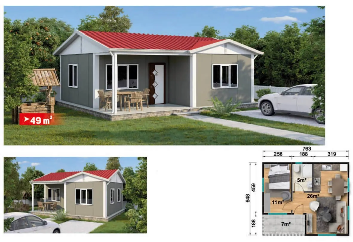 Tek Katlı Prefabrik Ev - 49 m²